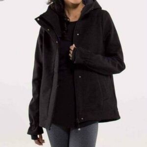 Lululemon Studio Softshell Tweed Jacket Size 6 Black Fleece Lined